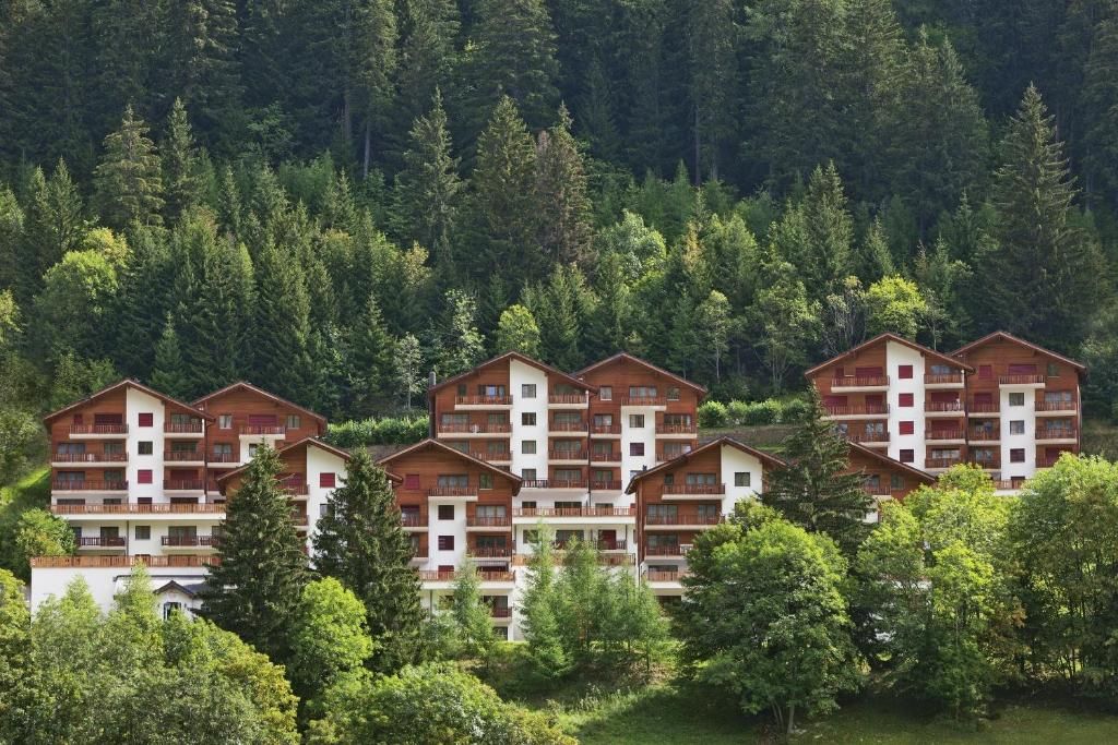 Les Naturelles chalets among green summer trees