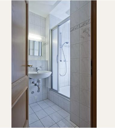 Shower room with glass shower cabin